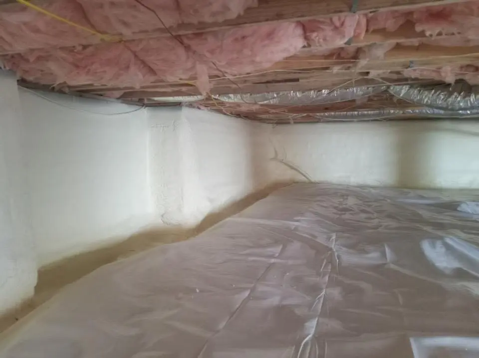 Crawl space encapsulation with closed-cell spray foam for Attic Insulation in Newmarket